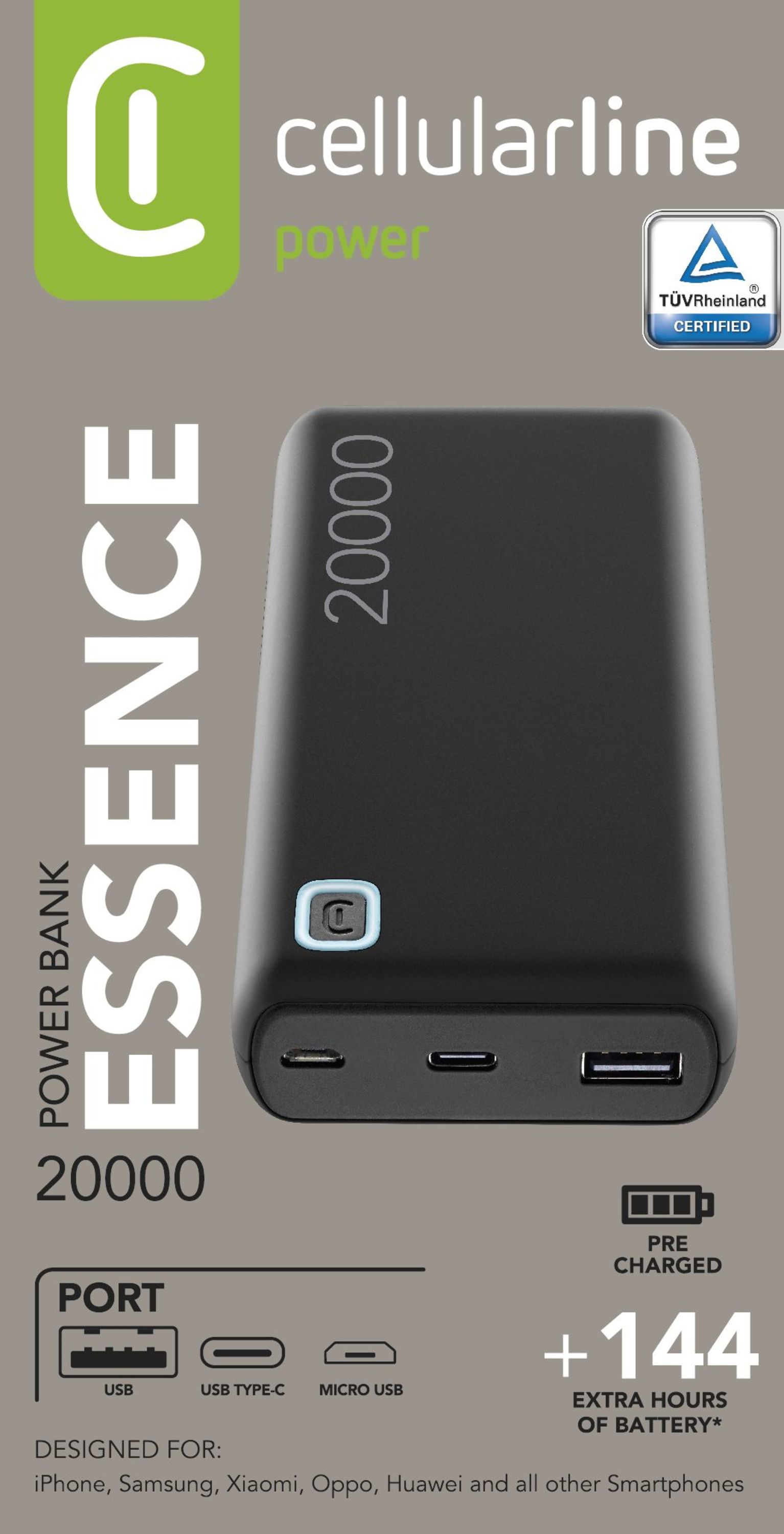 Cellularline Power Bank ESSENCE 20000 Caricabatterie portatile da 20000mAh