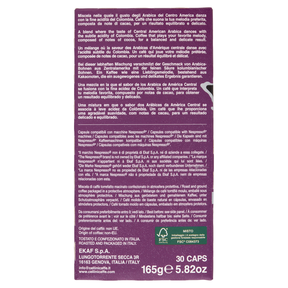 Cellini Caff&egrave; Aluminium Melodico espresso 30 Capsule Compatibili 165 g