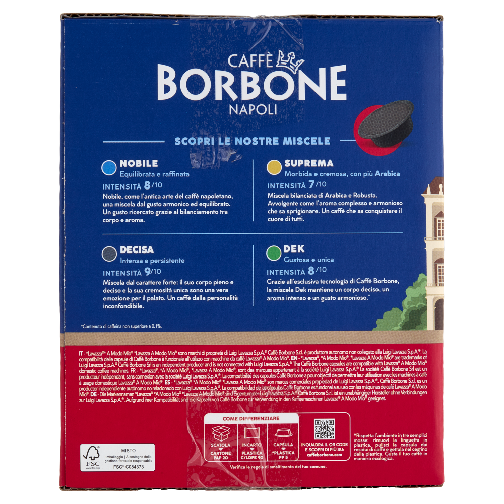 Caffè Borbone Miscela Nobile Capsule Compatibili Lavazza* A Modo Mio* ad uso domestico 50 x 7,2 g