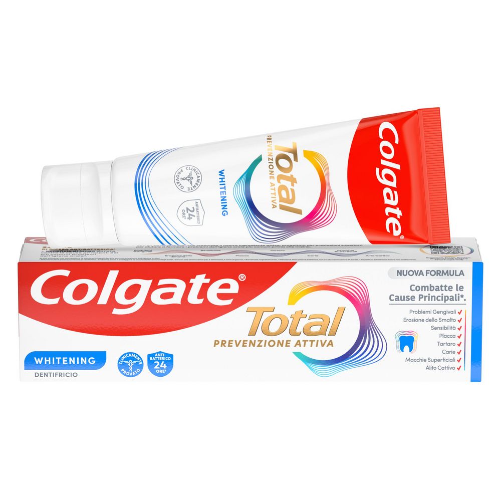 Colgate dentifricio sbiancante Total Whitening 24h di protezione attiva 75 ml