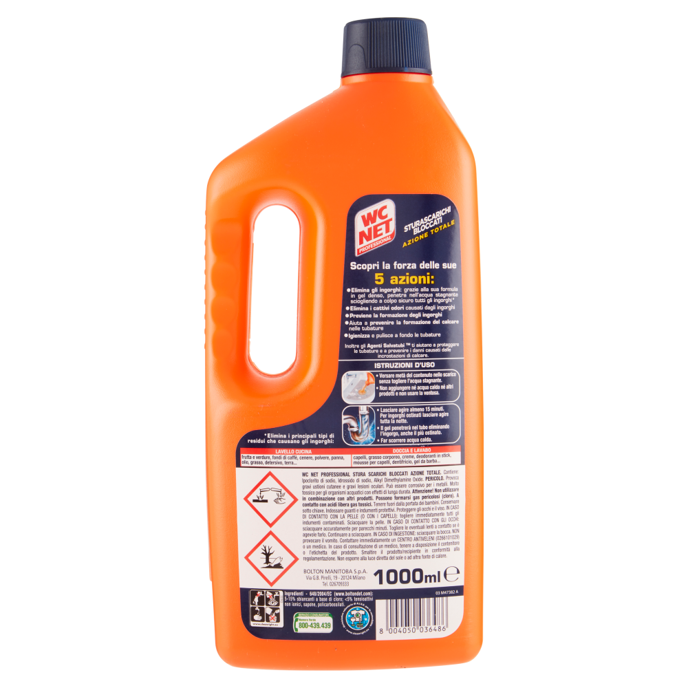 WC Net Professional Sturascarichi Bloccati Azione Totale 1000 ml