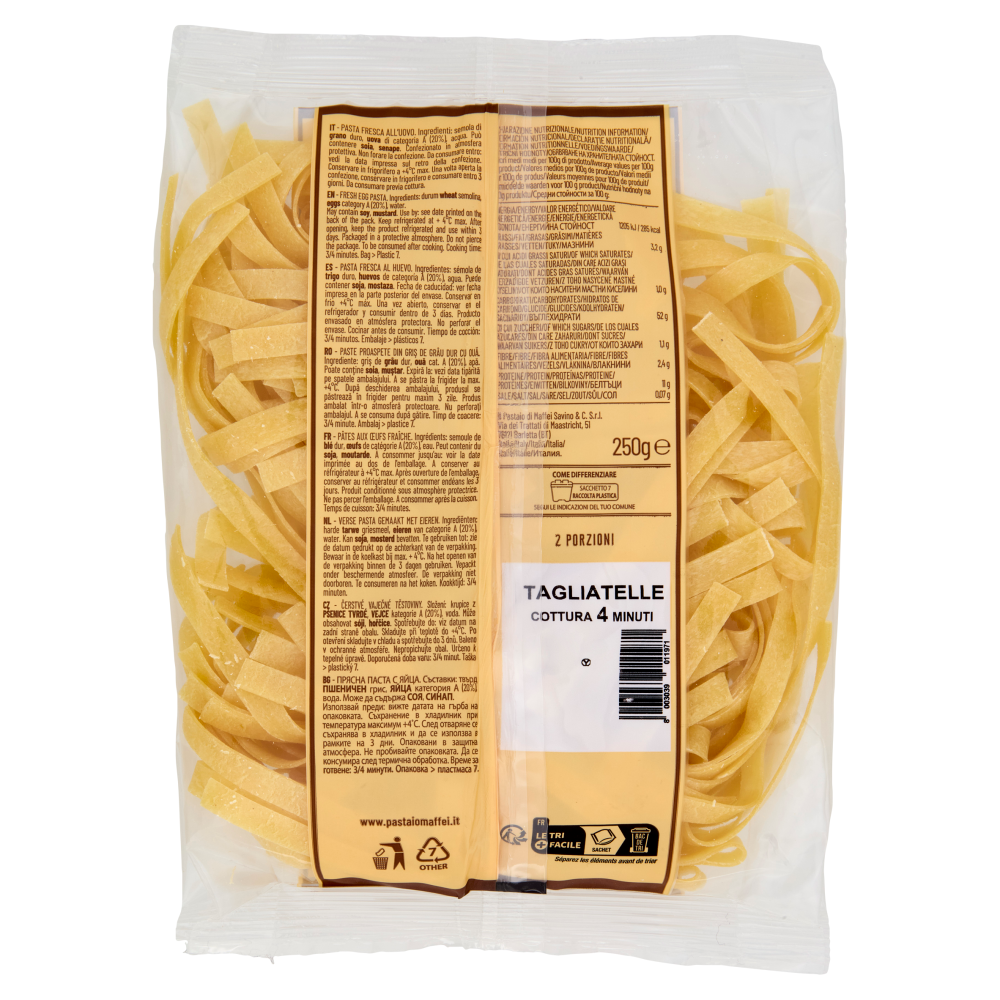 maffei Pasta Fresca Trafilata al Bronzo Rustica all'Uovo Tagliatelle 250 g