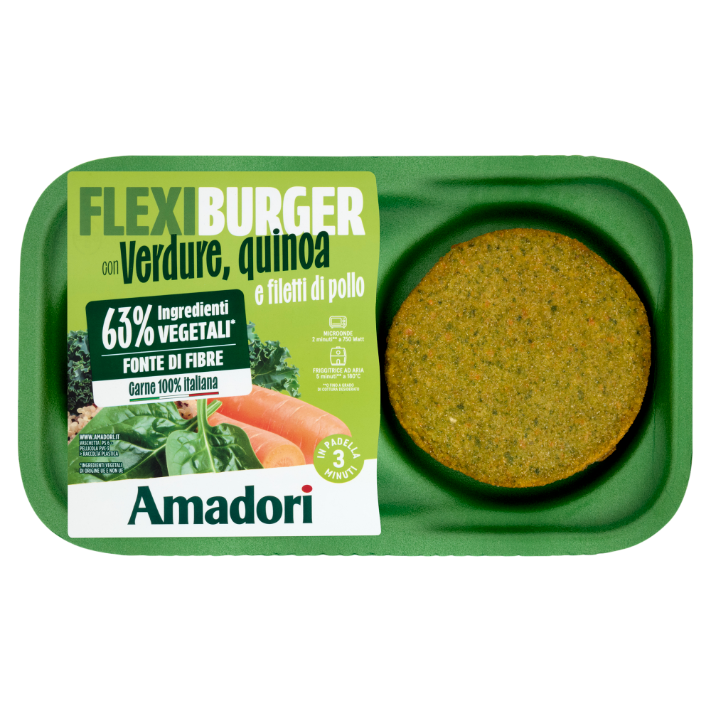 Amadori Flexi Burger con Verdure, quinoa e filetti di pollo 0,190 kg