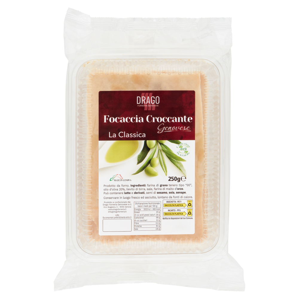Drago Focaccia Croccante Genovese la Classica 250 g