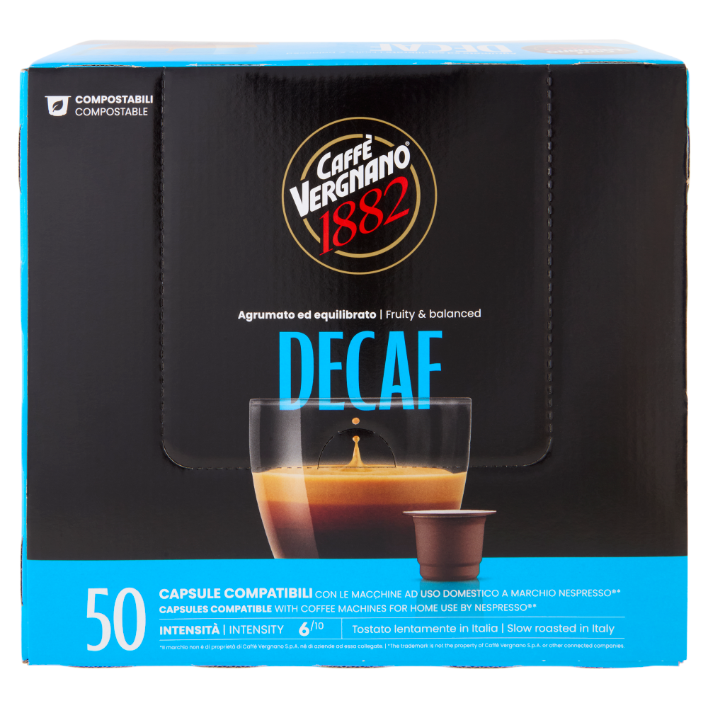 Caff&egrave; Vergnano 1882 Decaf Capsule Compatibili Nespresso* 50 x 5 g