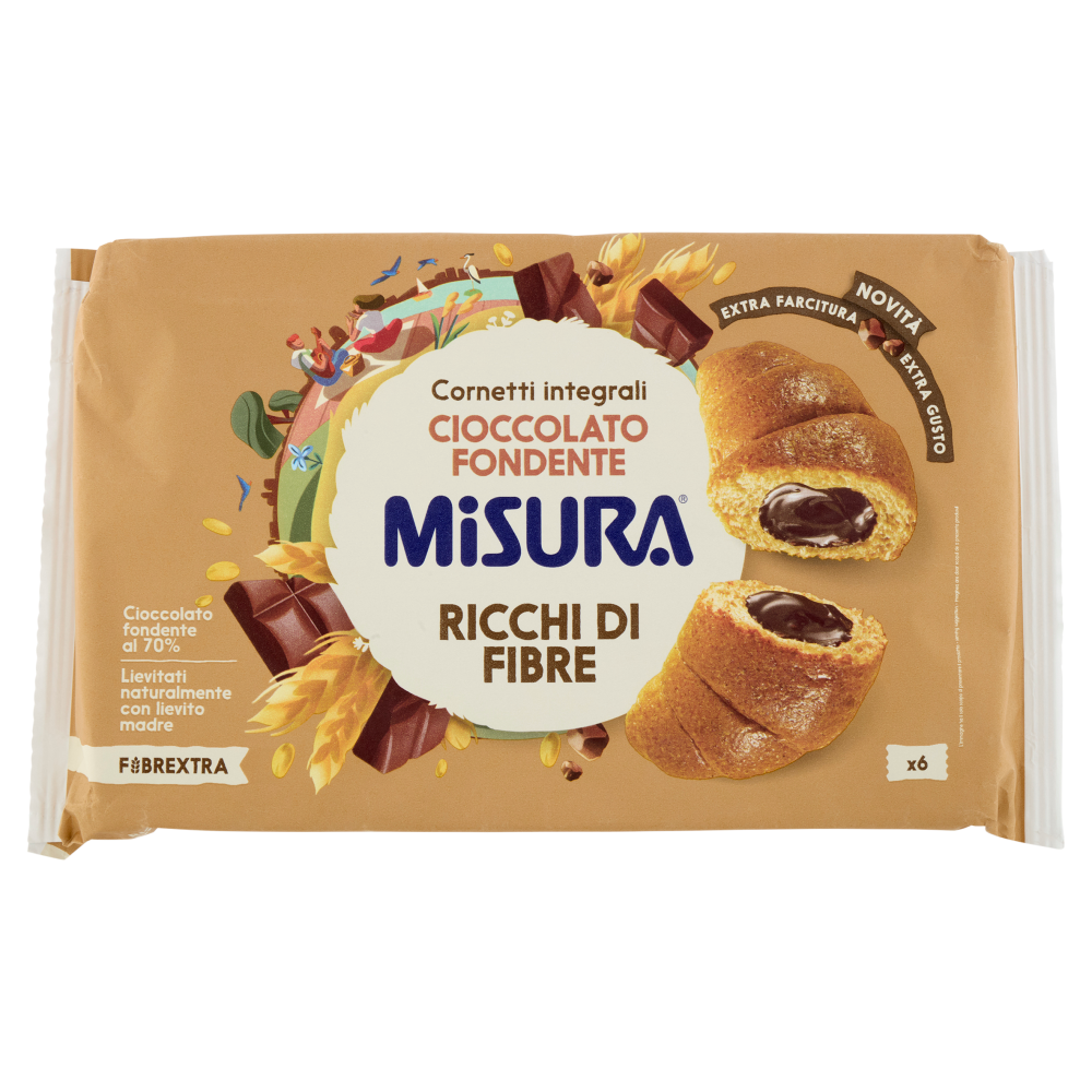 Misura Fibrextra 6 Cornetti integrali Cioccolato Fondente 308 g