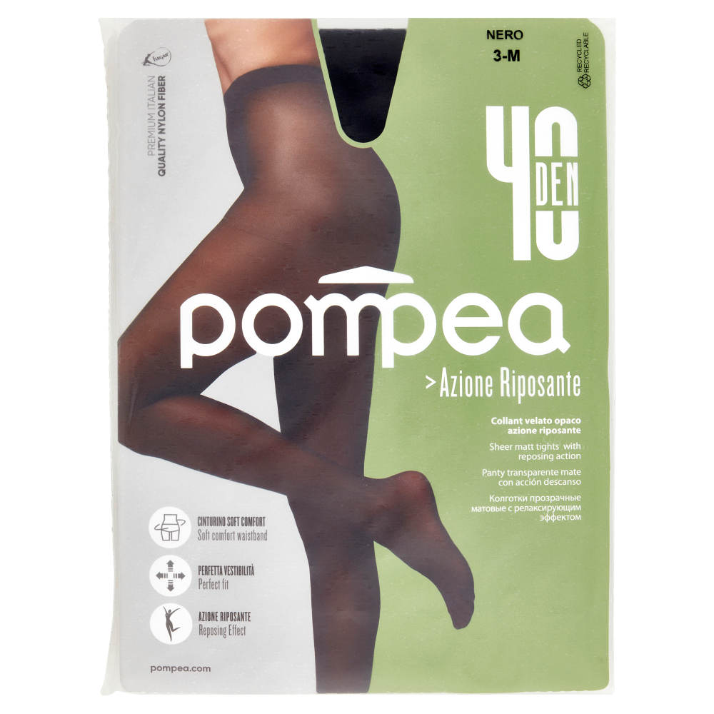 pompea Azione Riposante Collant velato opaco azione riposante 40 Den 3-M Nero