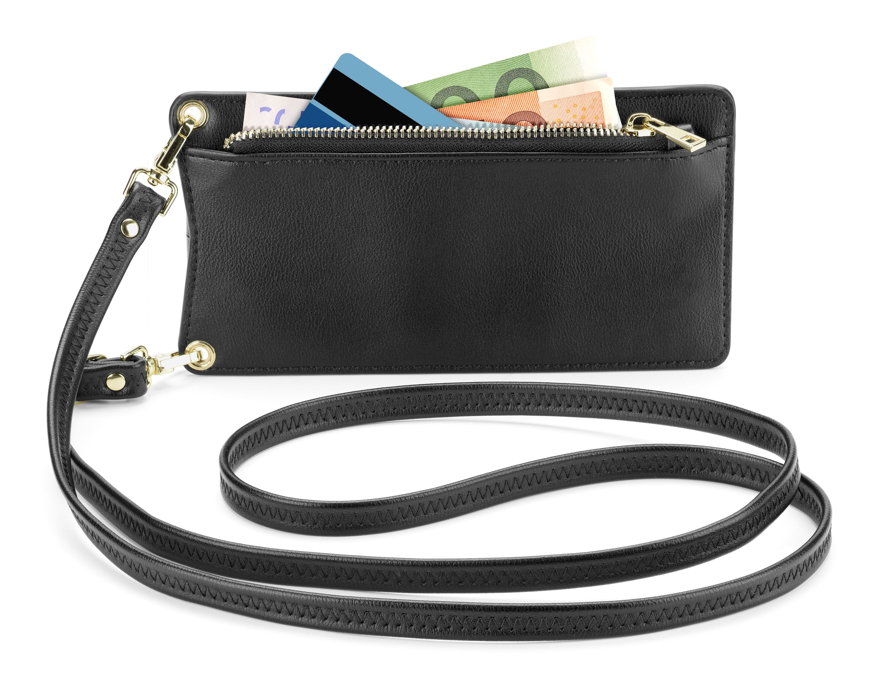 Cellularline Mini Bag - Essential Custodia universale a fondina effetto pelle con tracolla regolabile