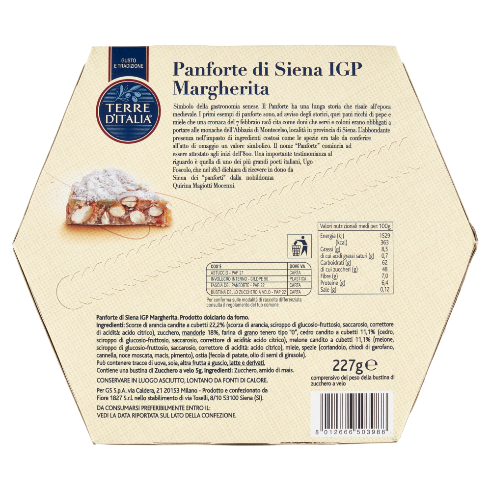 Terre d'Italia Panforte di Siena IGP Margherita 227 g