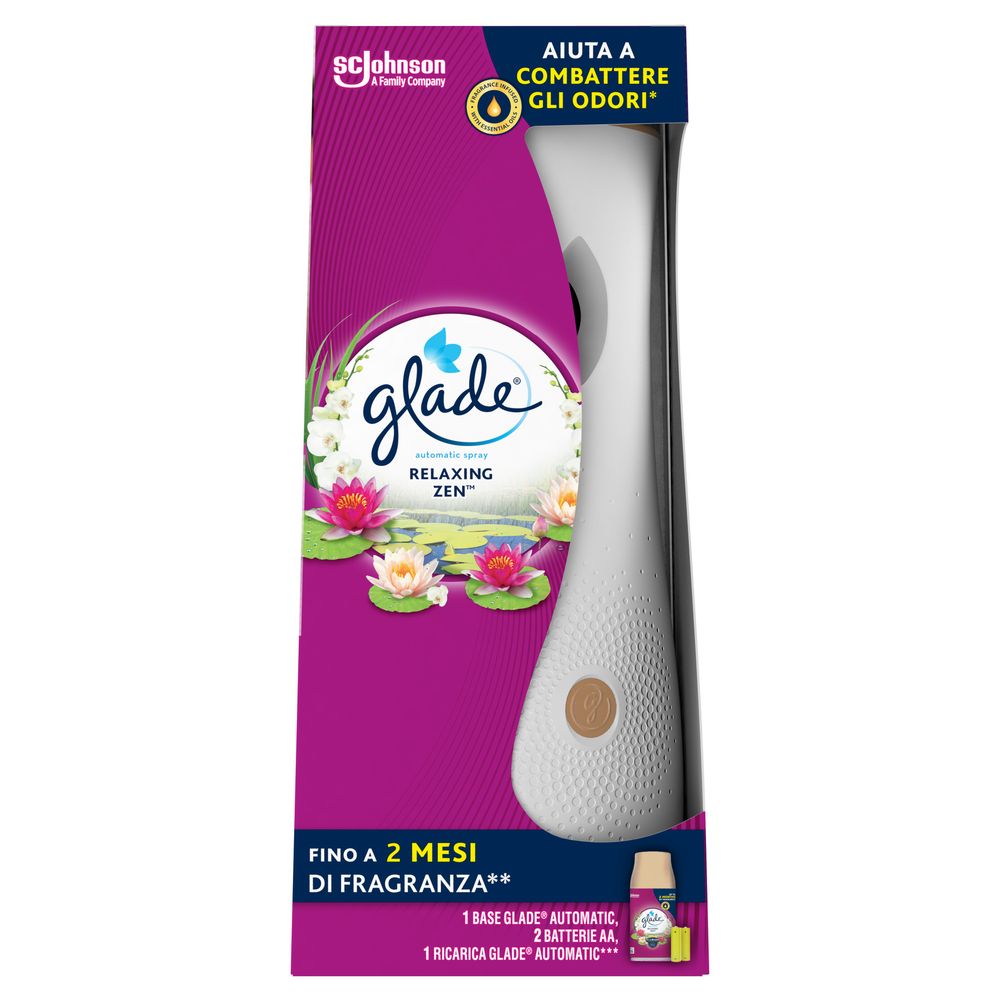 Glade Automatic Base Spray Relaxing Zen, Profumatore per Ambienti, Fragranza Relaxing Zen, 269 ml