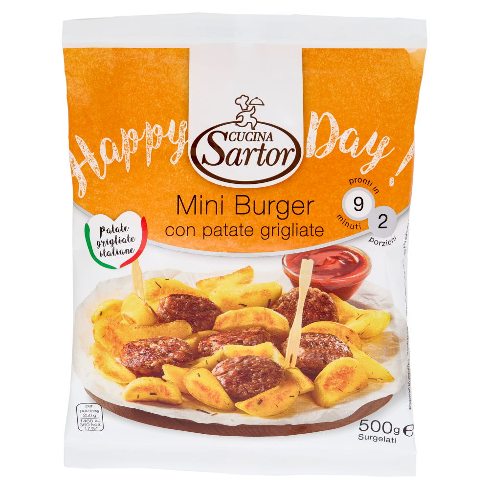 Cucina Sartor Happy Day! Mini Burger con patate grigliate Surgelati 500 g