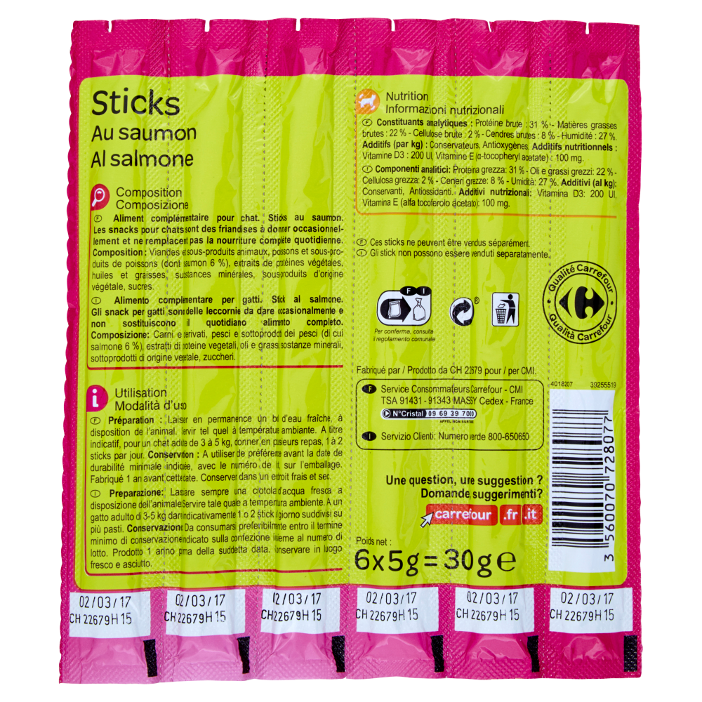 Carrefour Snacks al salmone 6 x 5 g