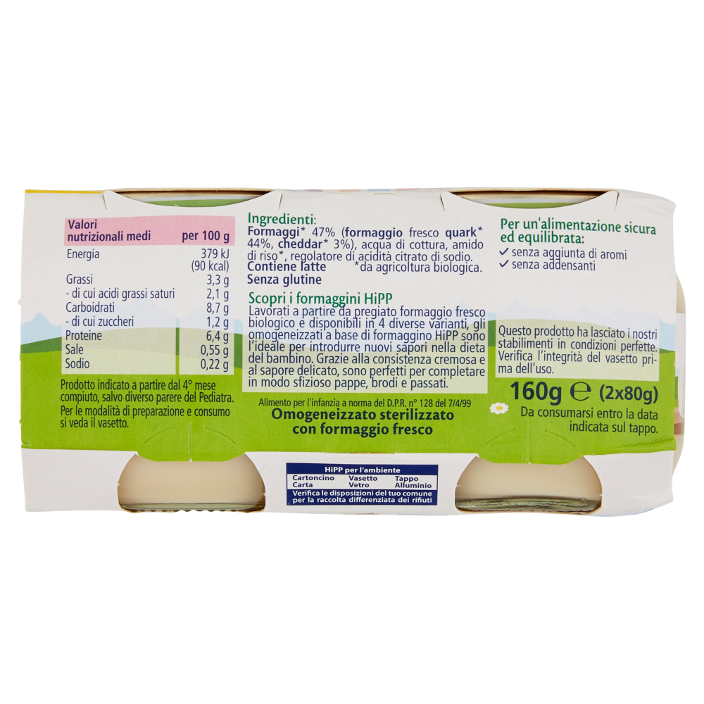 HiPP Biologico Formaggino classico Omogeneizzato 2 x 80 g