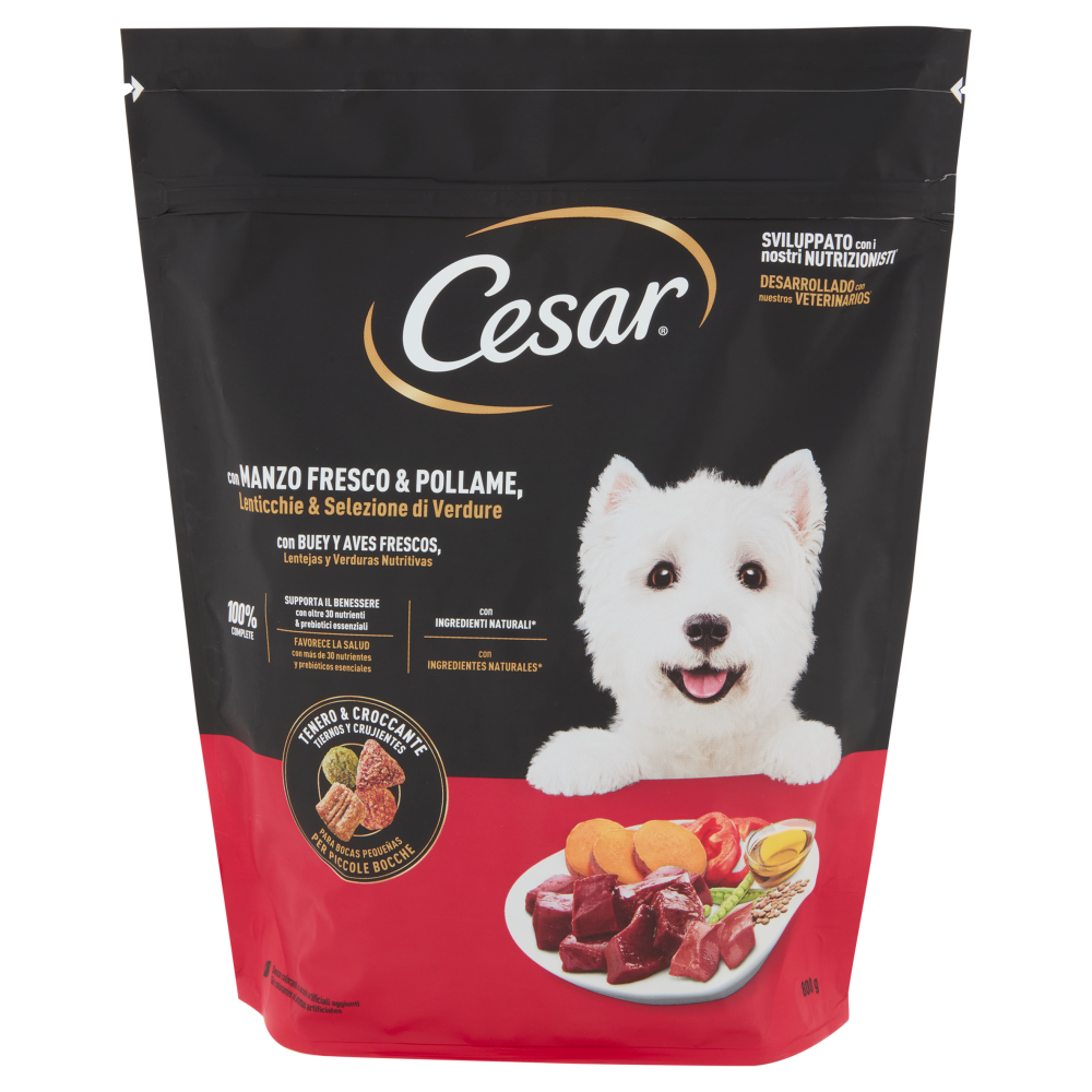 Cesar Cibo Secco Cani Manzo Pollame Verdure 800 g