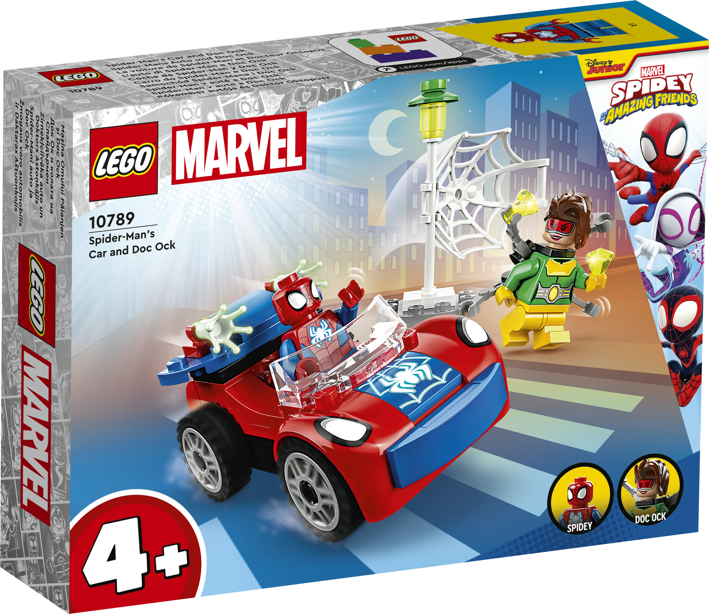 LEGO Marvel Super Heroes Marvel 10789 L&rsquo;Auto di Spider-Man e Doc Ock, Macchina Giocattolo di Spidey e i Suoi Fantastici Amici, Giochi per Bambini 4+