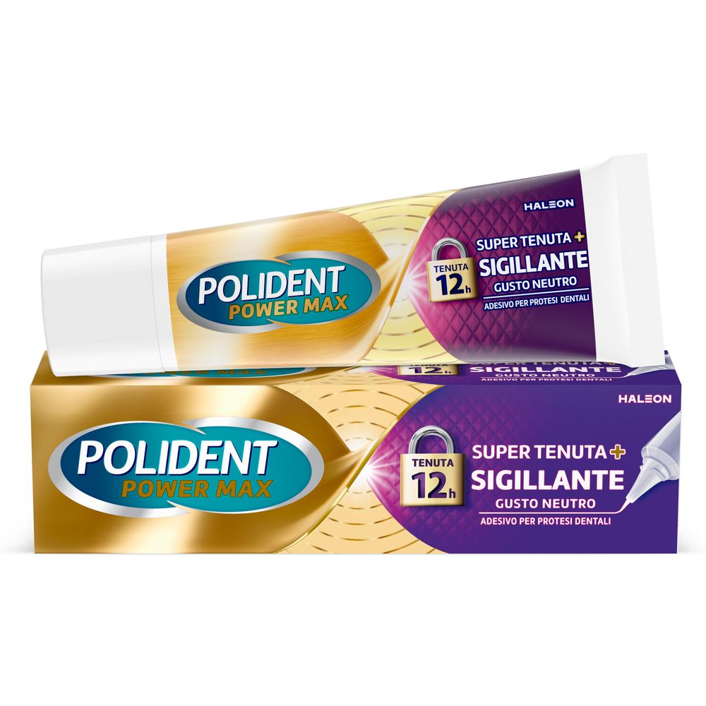  Polident Power Max, Super Tenuta + Sigillante, Adesivo per Protesi Dentale, 40g