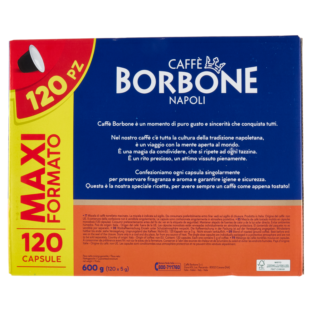 Caffè Borbone Miscela Nobile Capsule Compatibili Nespresso* ad uso domestico 120 x 5 g