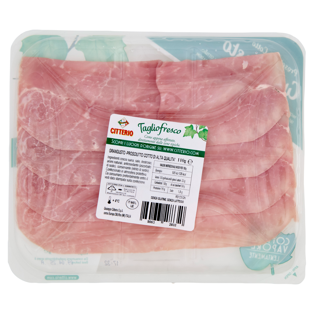 Citterio Tagliofresco Grangusto Prosciutto Cotto di Alta Qualità 110 g
