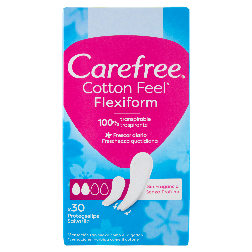 Carefree Cotton Feel* Flexiform Senza Profumo Salvaslip 30 pz