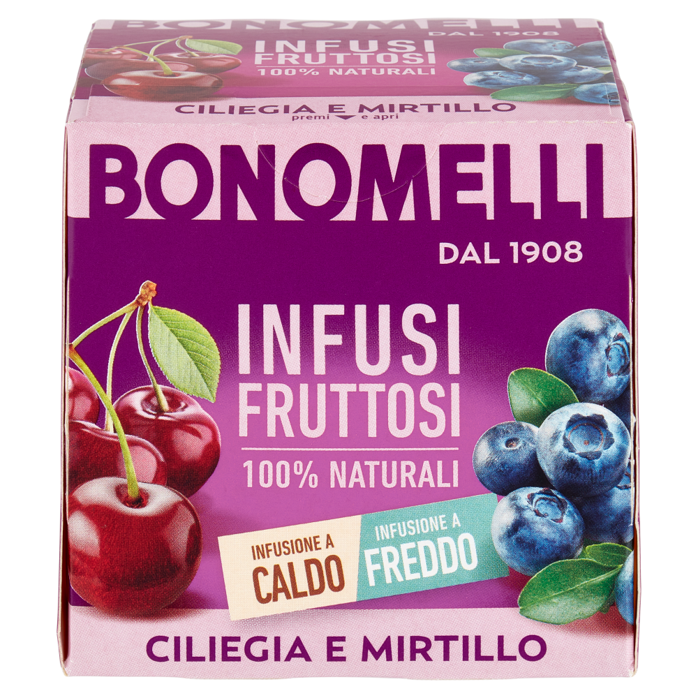 Bonomelli Infusi Fruttosi 100% Naturali Ciliegia e Mirtillo 12 Filtri 24 g