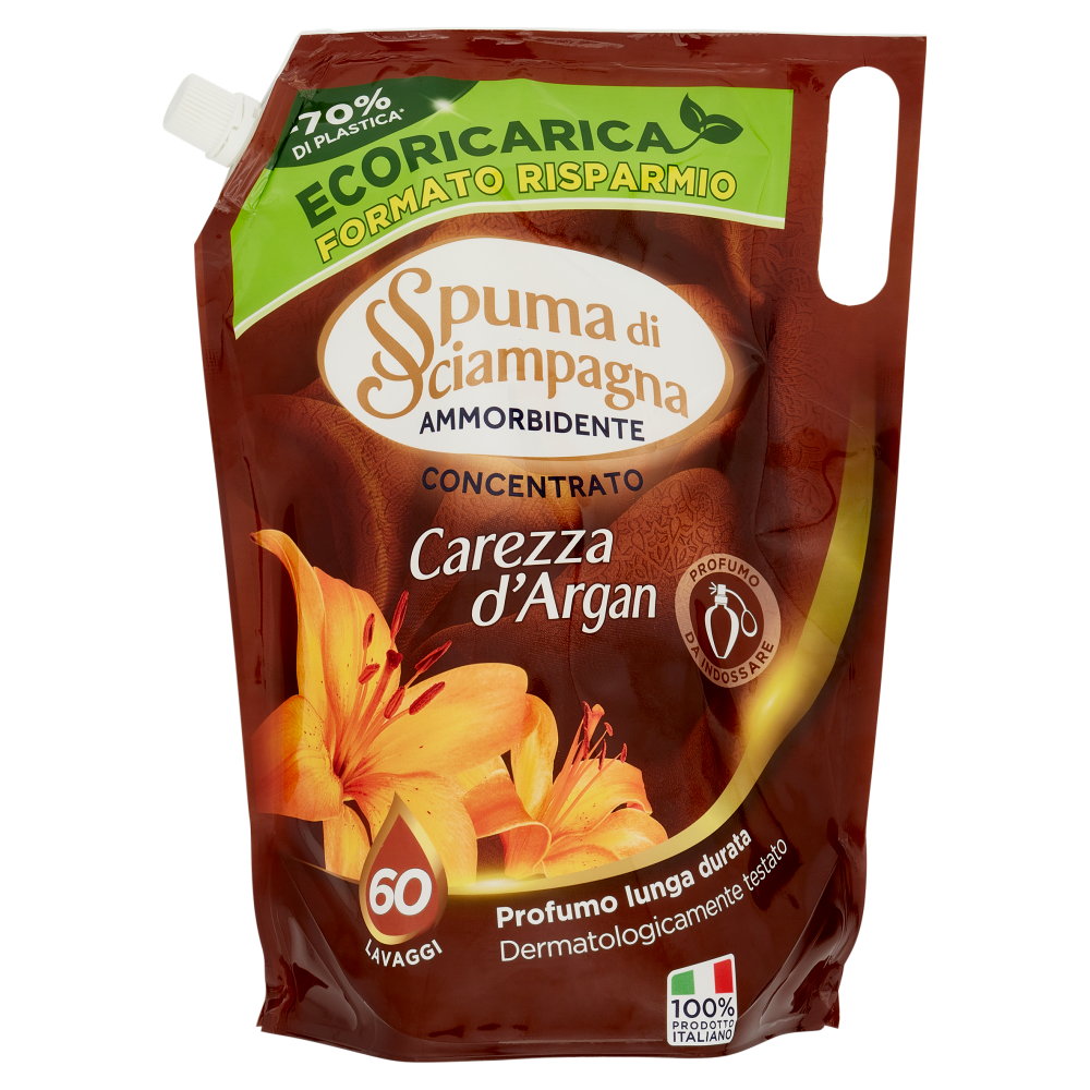 Spuma di Sciampagna Ammorbidente Concentrato Carezza d'Argan Ecoricarica 1200 ml