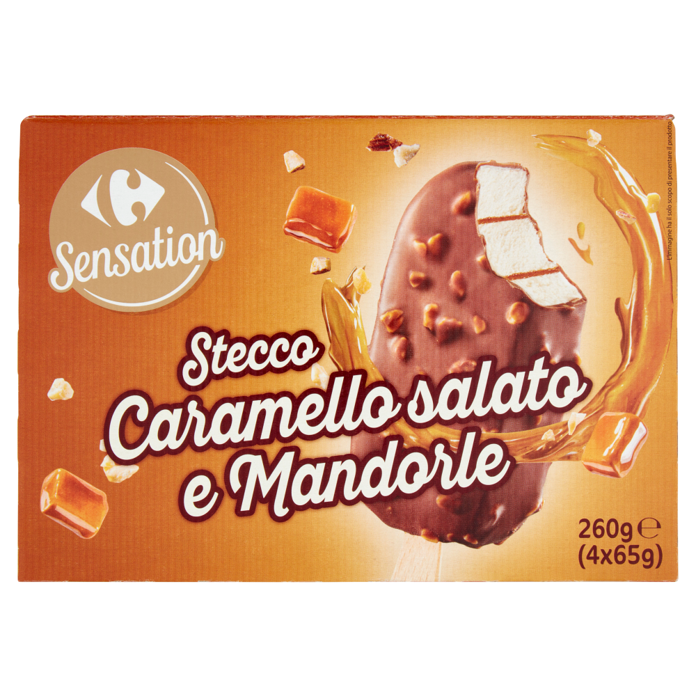 Carrefour Sensation Stecco Caramello salato e Mandorle 4 x 65 g
