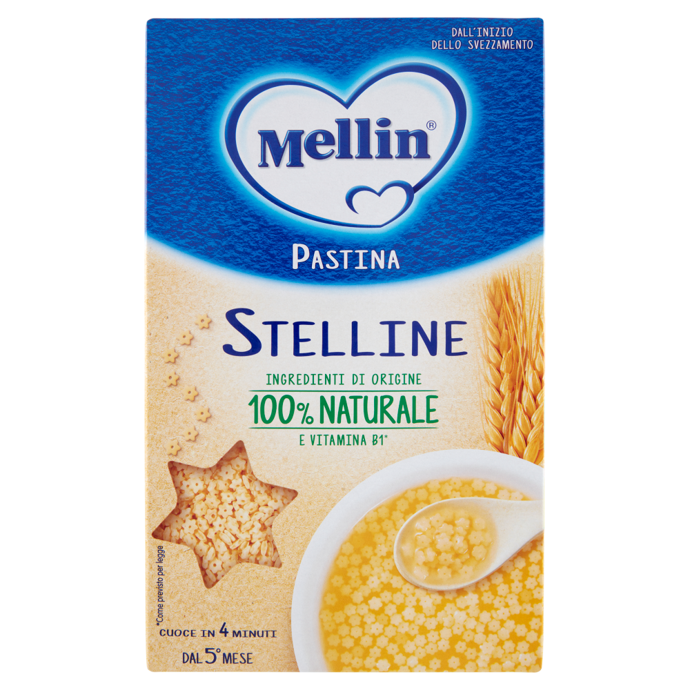MELLIN Pastina 100% Naturale Stelline con farina Grano Tenero 320 g