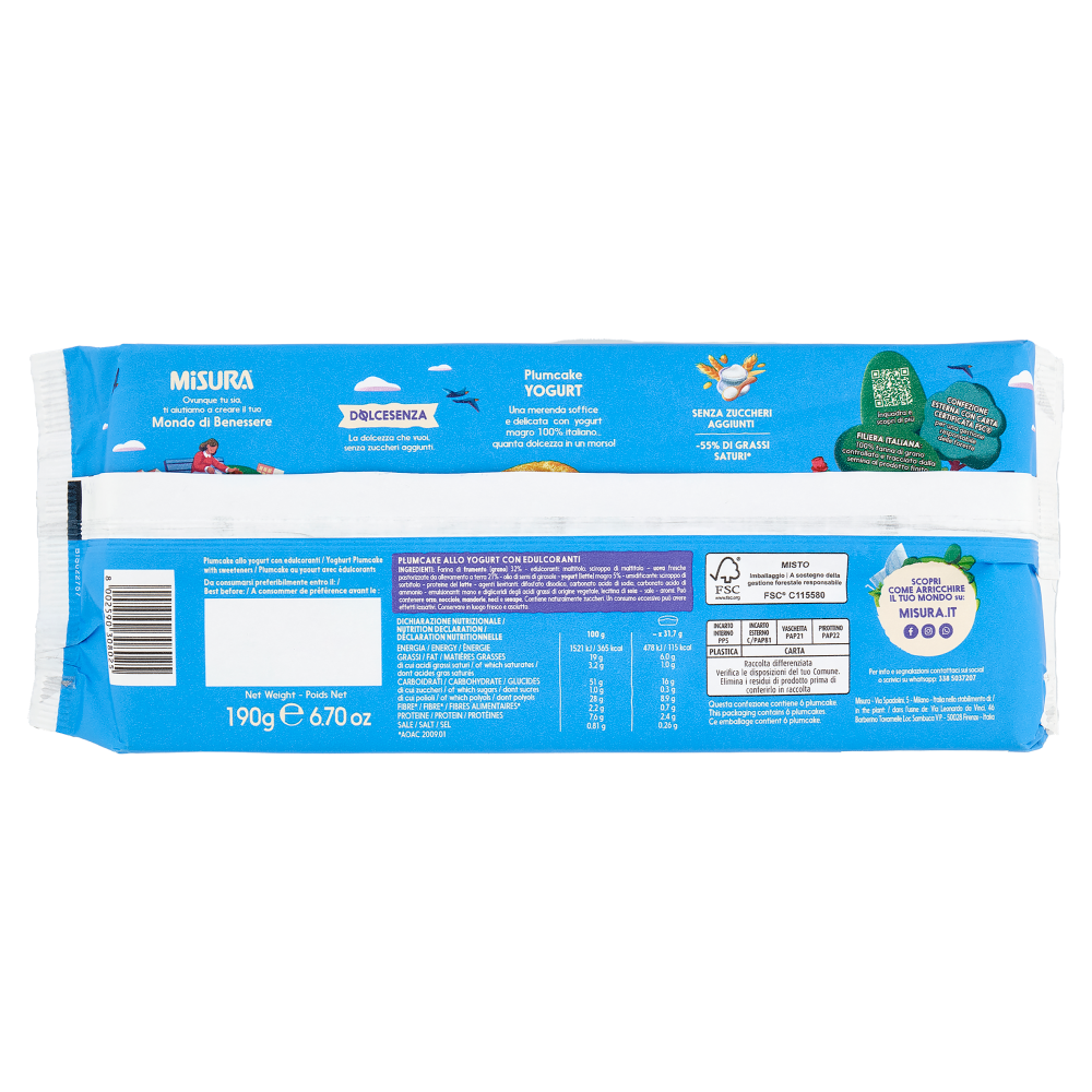 Misura Dolcesenza 6 Plumcake Yogurt 190 g
