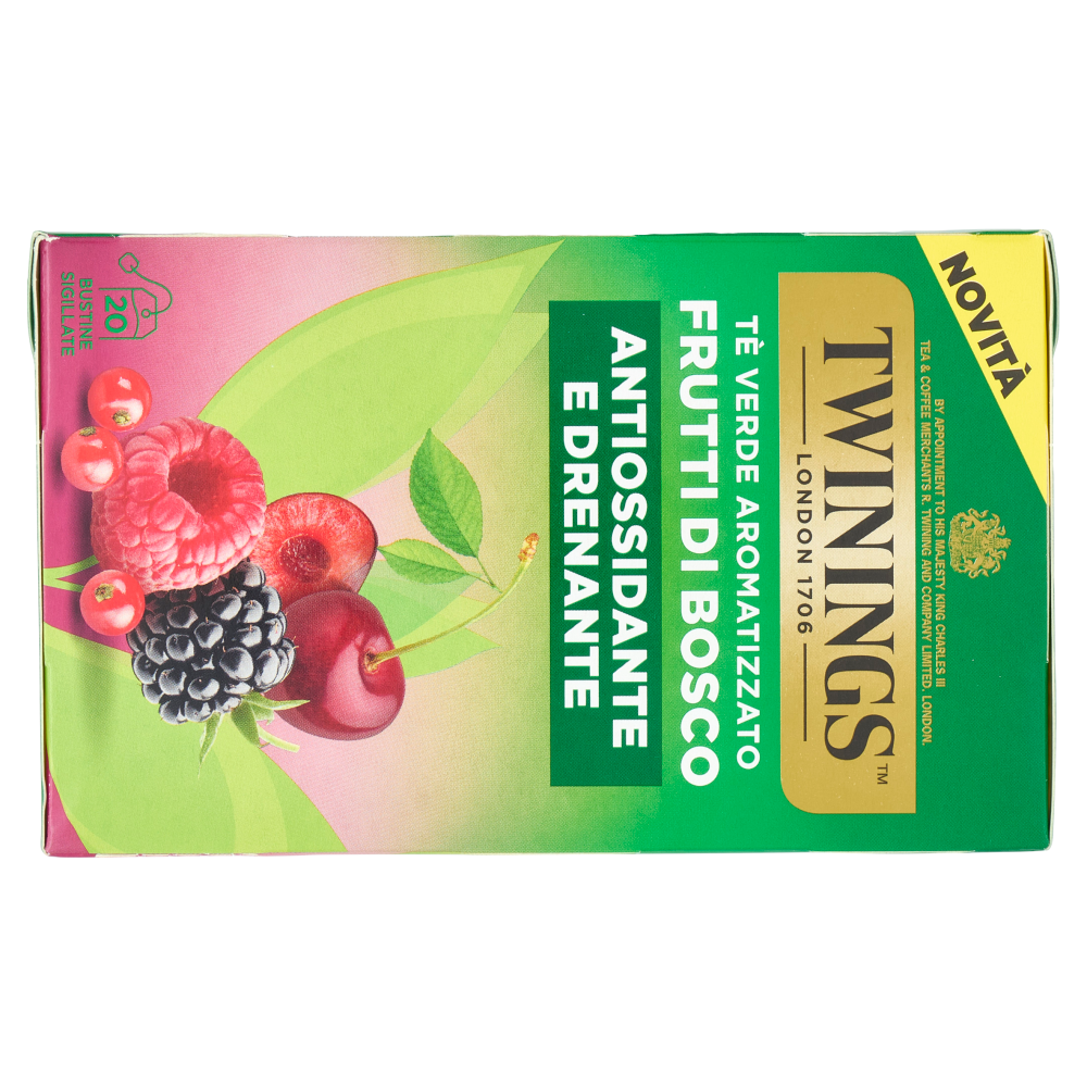 Twinings Frutti di Bosco Tè Verde aromatizzato Antiossidante e Drenante 20 filtri The 30 g