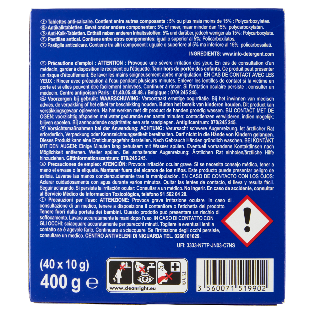 Carrefour Expert Classic Protect Pastiglie Anticalcare 40 x 10 g