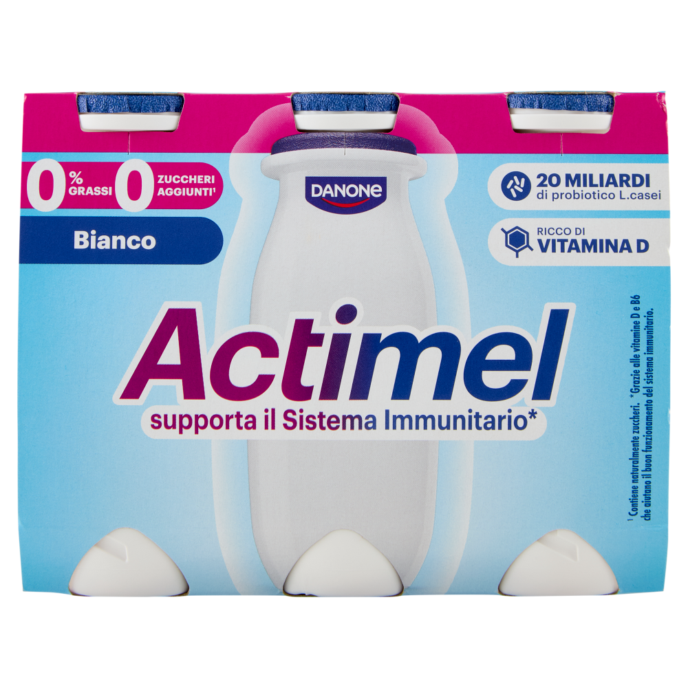 ACTIMEL, Yogurt da Bere con Vit B6 e D per il Sistema Immunitario, 0% grassi, Bianco Naurale, 6X100G