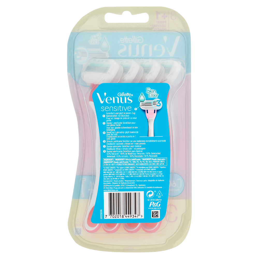 Gillette Rasoio da Donna Usa e Getta Venus Sensitive - 3 Rasoi + 1 Gratis = 4 Rasoi