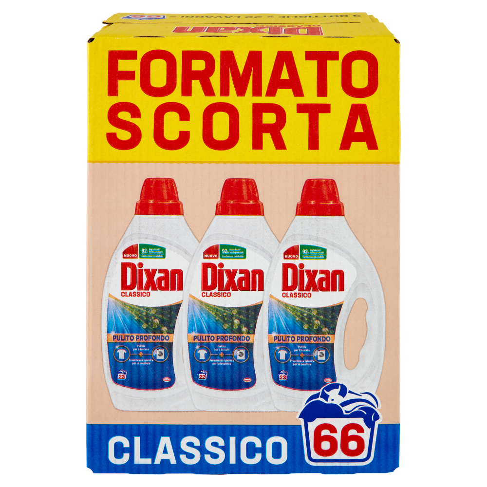 DIXAN Liquido Classico 3x22=66 Lavaggi 3 x 990 ml