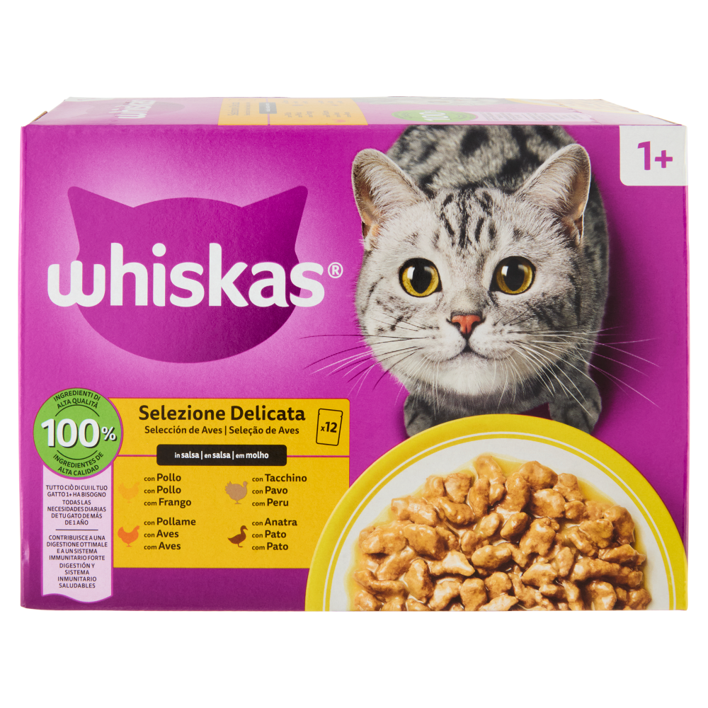Whiskas Selezione Delicata in salsa con Pollo, con Tacchino, con Pollame, con Anatra 12x85g