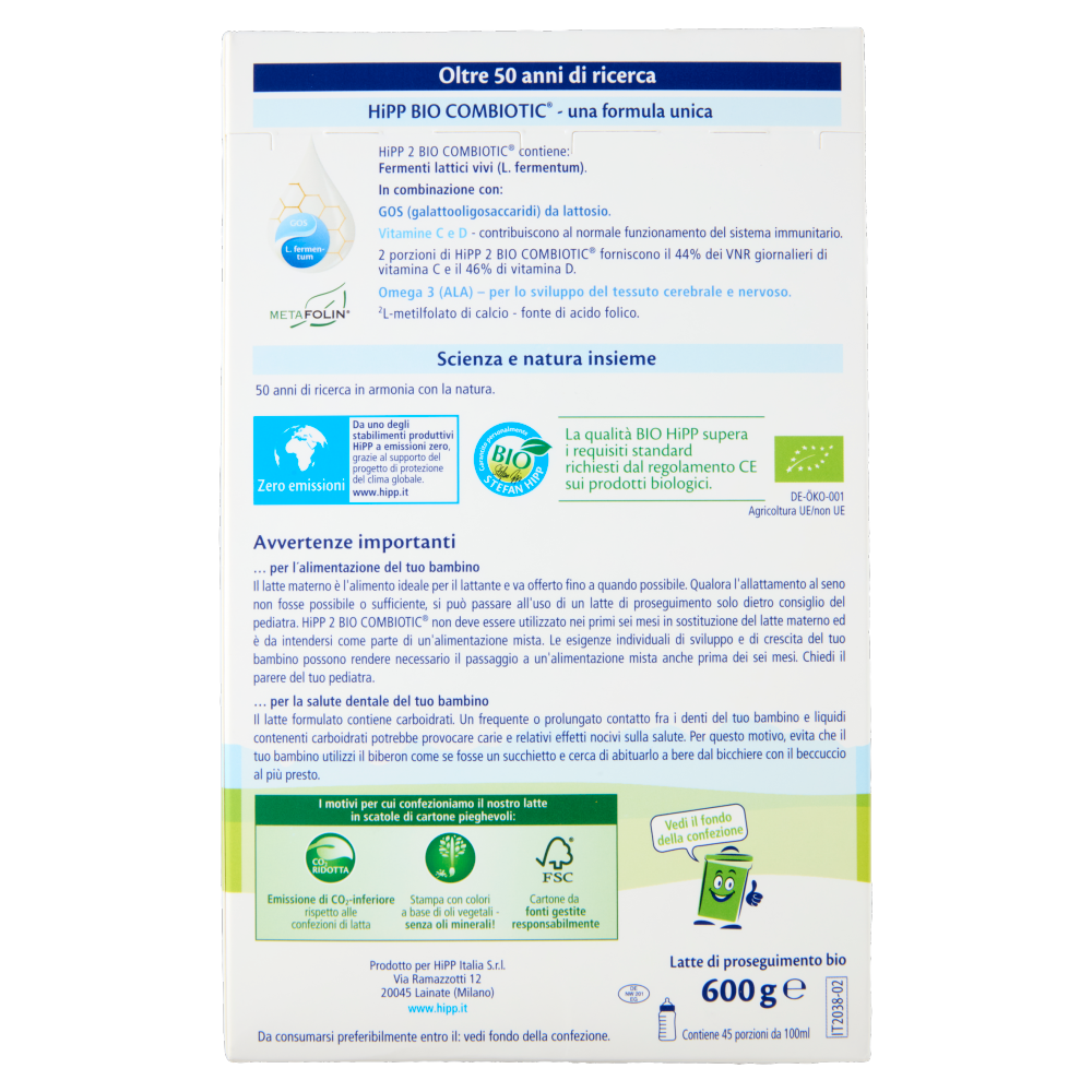 HiPP Bio Combiotic Latte di Proseguimento Bio 2 600 g