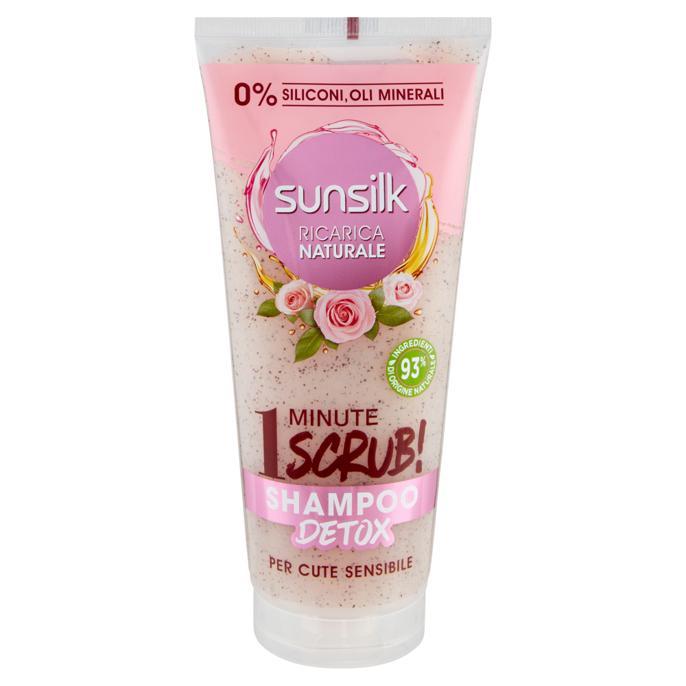 sunsilk Ricarica Naturale 1 Minute Scrub! Shampoo Detox per Cute Sensibile 200 ml