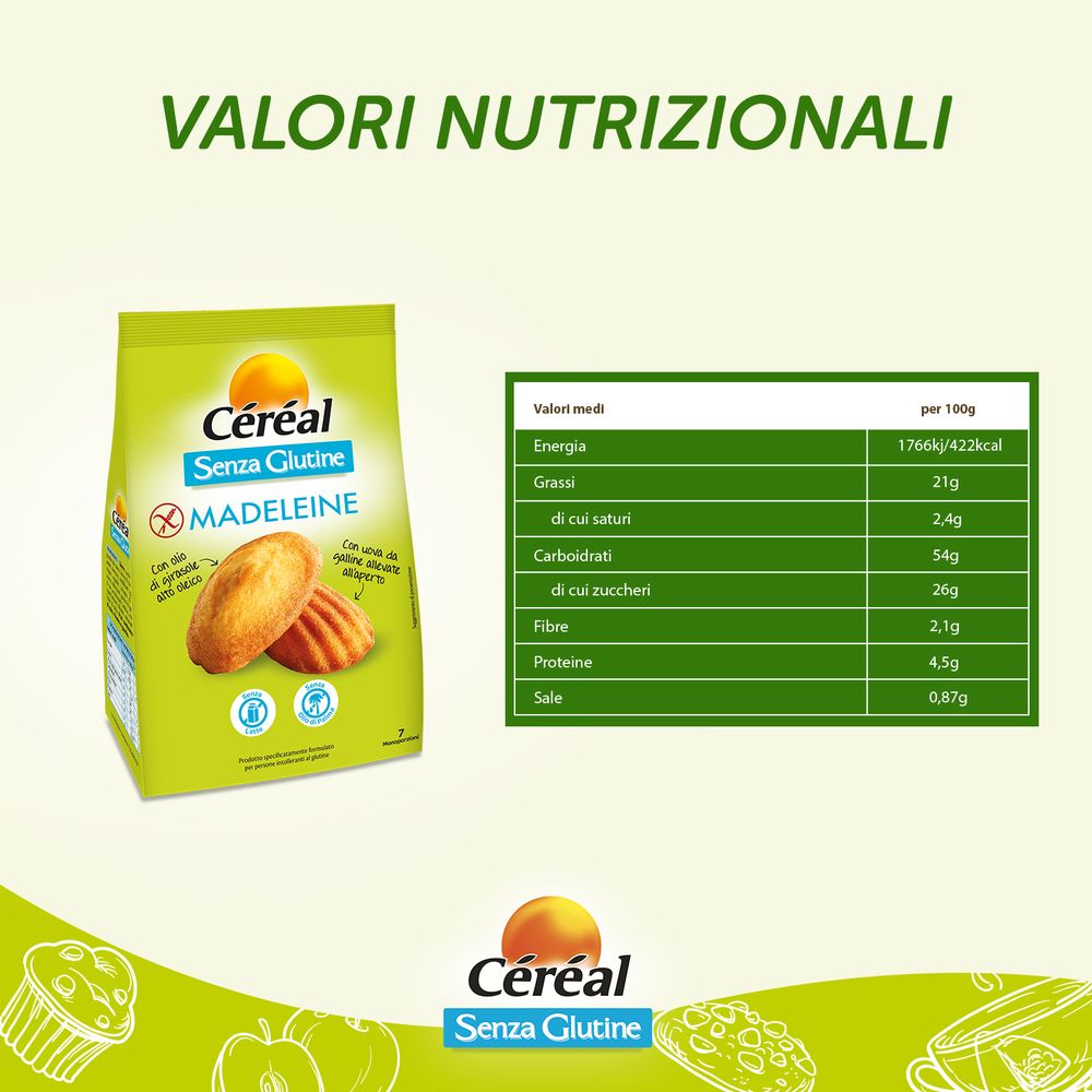 Céréal Senza Glutine Madeleine - 7 monoporzioni - 200g