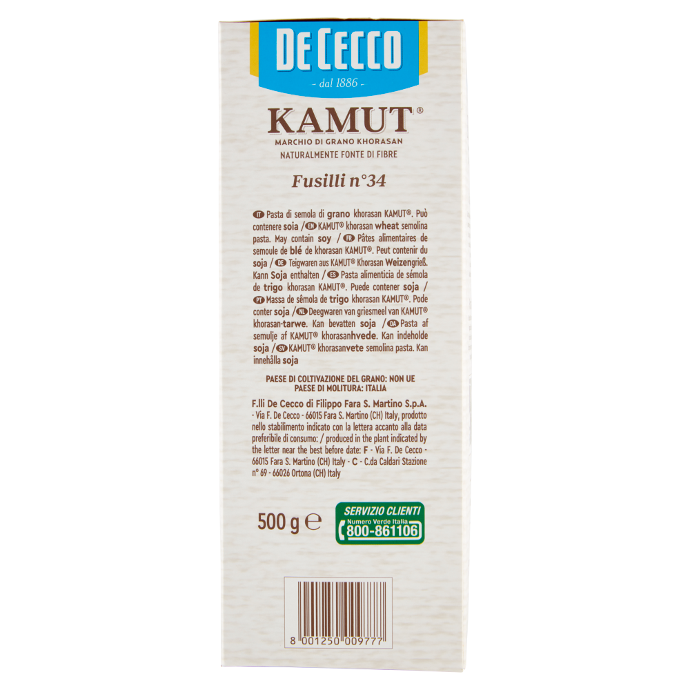 De Cecco Kamut Fusilli n&deg;34 500 g