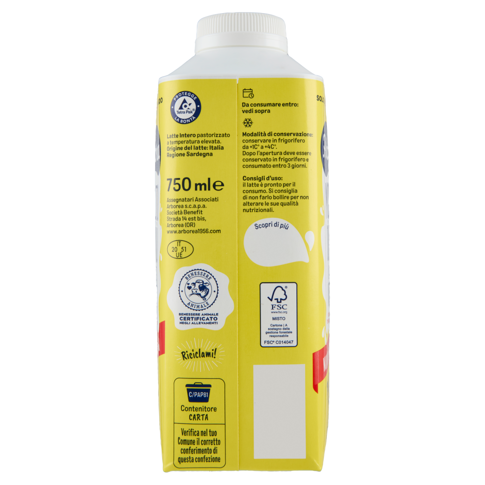 Arborea Molto D&igrave;Pi&ugrave; Latte Intero Pastorizzato a Temperatura Elevata 750 ml