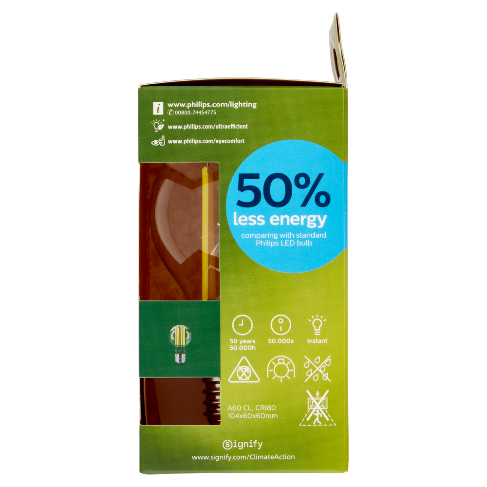 Philips Led Goccia Vetro Filamento 75W E27 4000K 