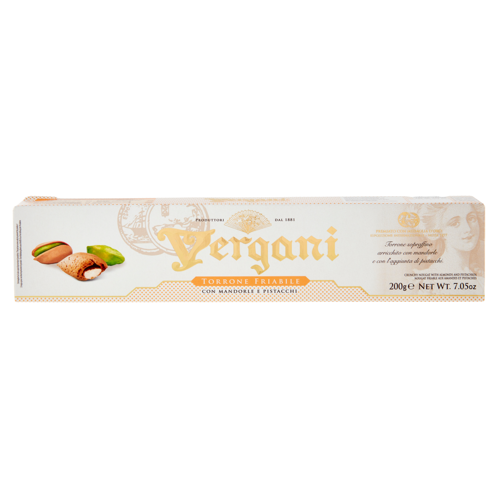 Vergani Torrone Friabile con Mandorle e Pistacchi 200 g