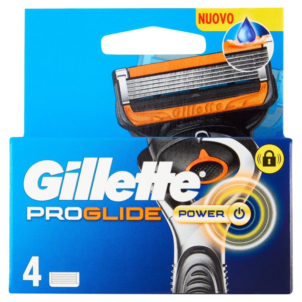 Gillette Proglide Power Lamette di ricambio per Rasoio da Uomo, 4 Ricariche