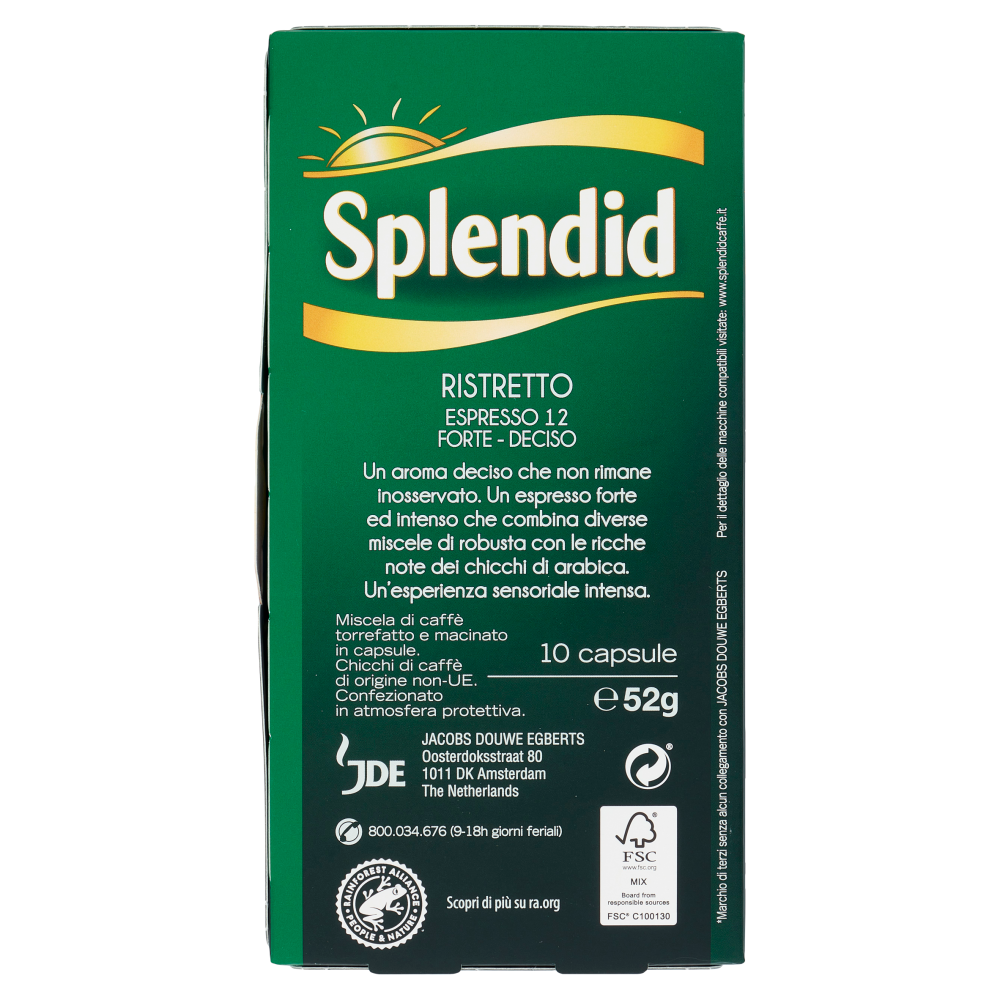 Splendid Ristretto 12- 10 Capsule Caffè Compatibili con Macchine Nespresso*® Original 52g