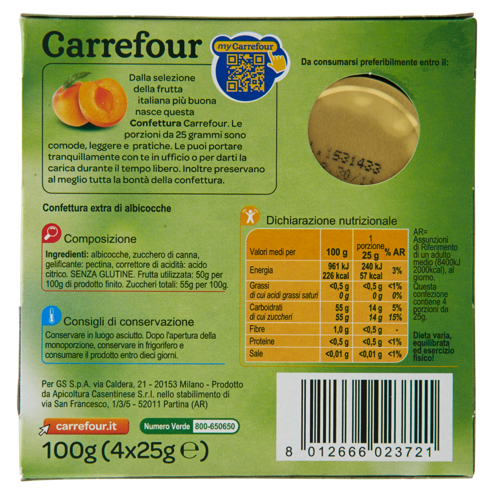Carrefour Confettura extra Albicocca 4 x 25 g