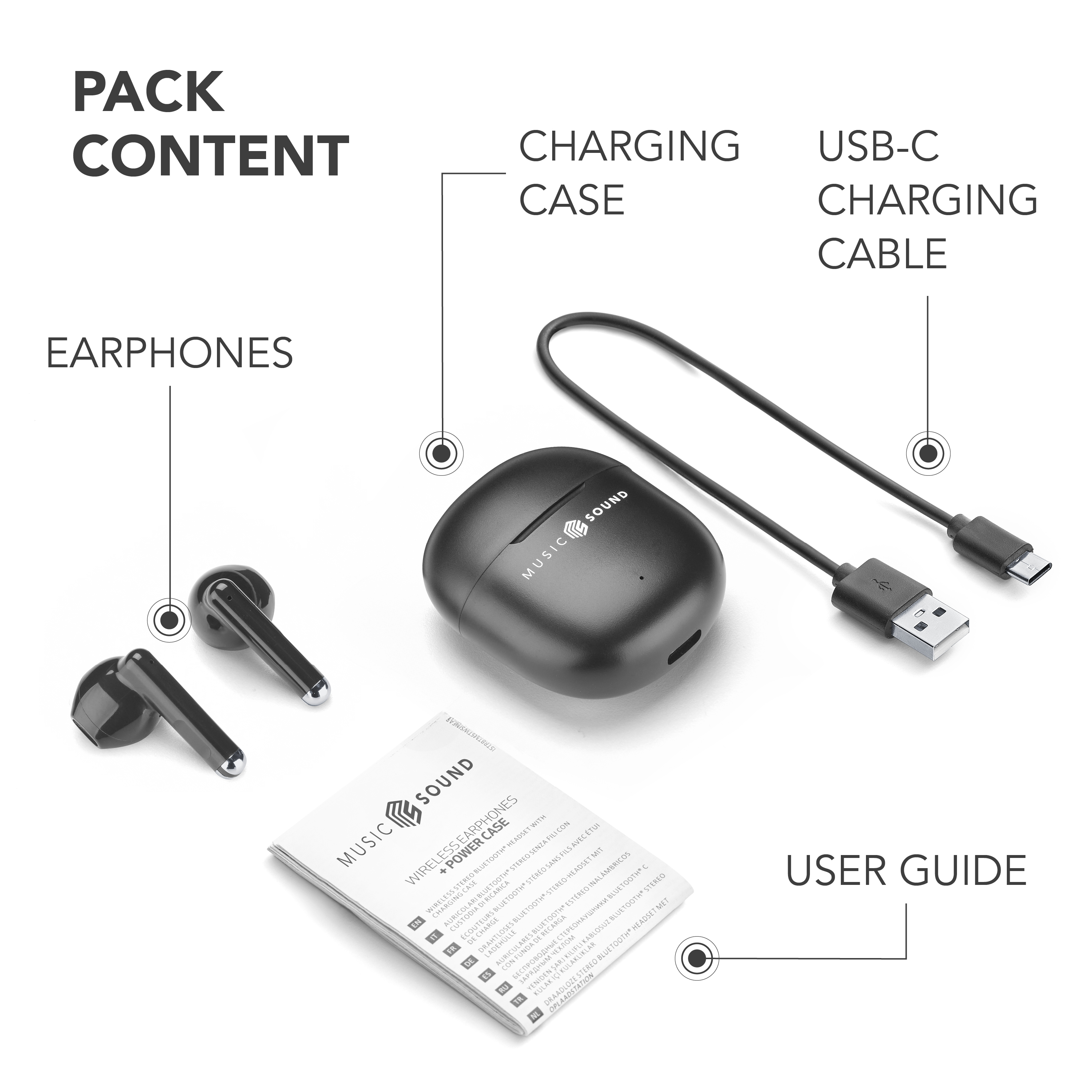 Music Sound Breeze Auricolare Bluetooth a capsula con case colorata