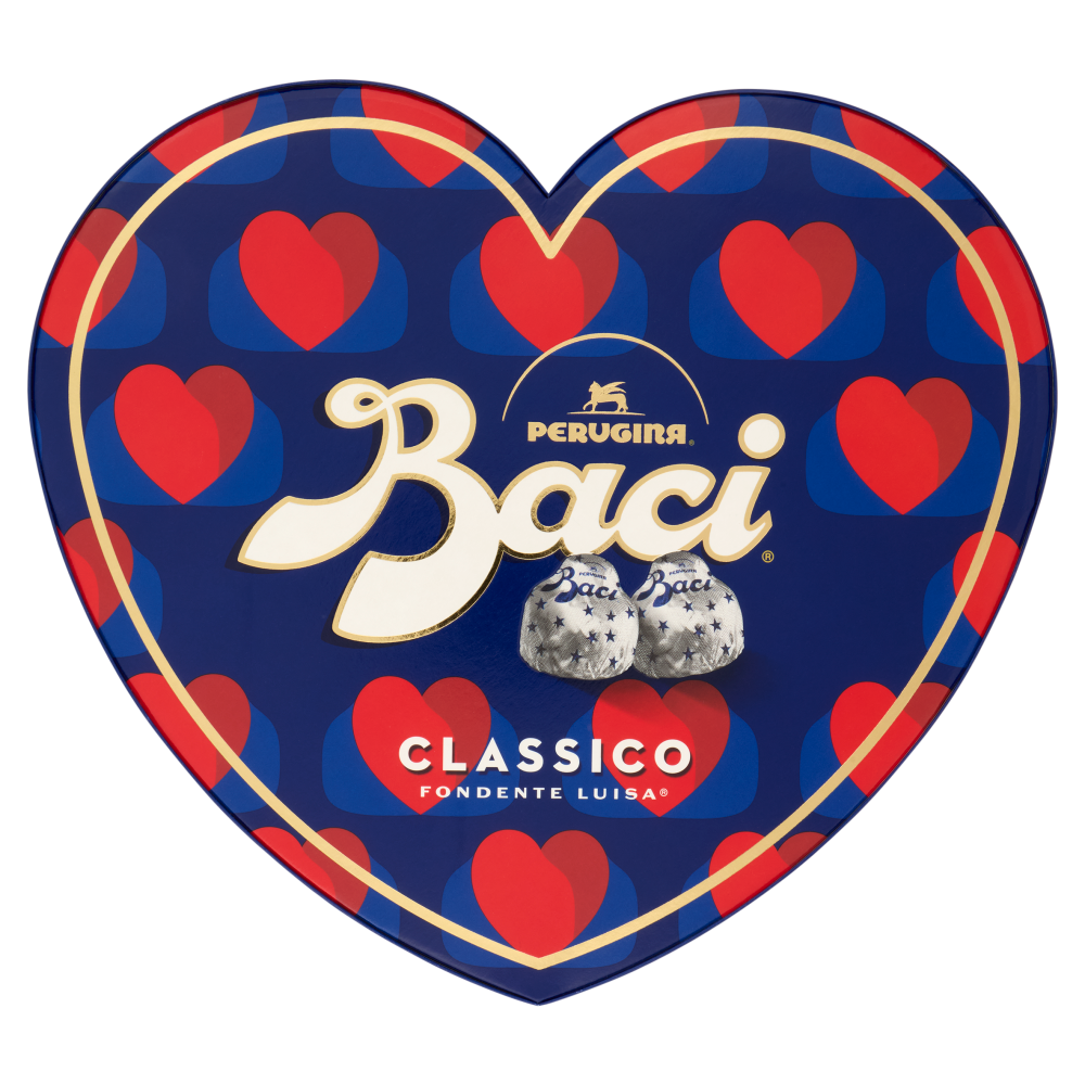 BACI PERUGINA Classico Cioccolatini Fondenti ripieni al Gianduia Scatola Cuore San Valentino 150g