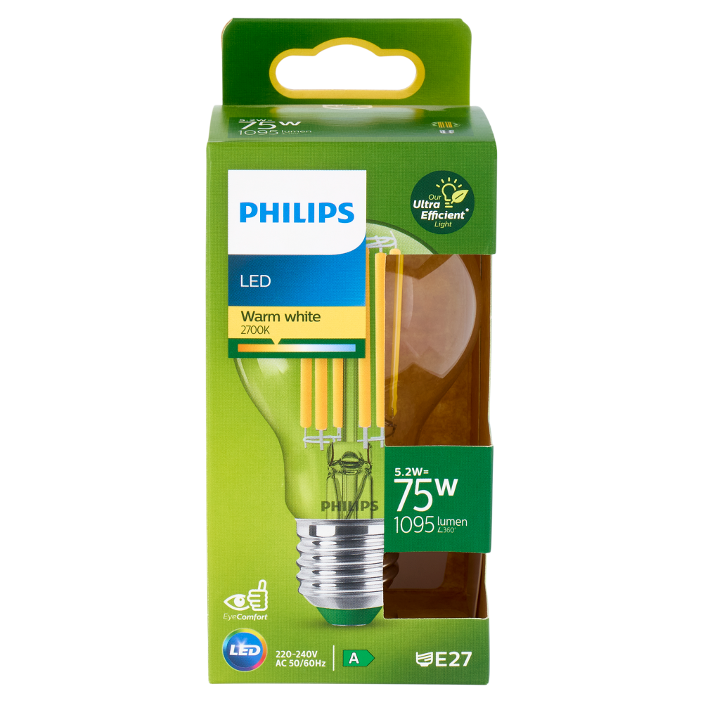 Philips LED Goccia Vetro Filam 75W E27 2700K Non-Dim Classe A