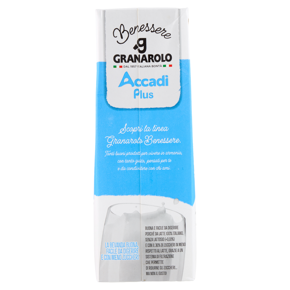Granarolo Benessere Accadì Plus -30% di Zuccheri Senza Lattosio da Latte Parzialmente Scremato 1 L
