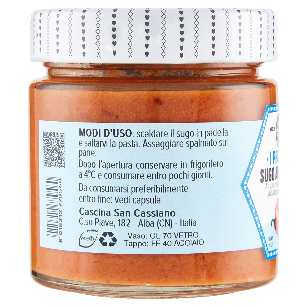 cascina San Cassiano I Proteici Sugo Arrabbiata 190 g