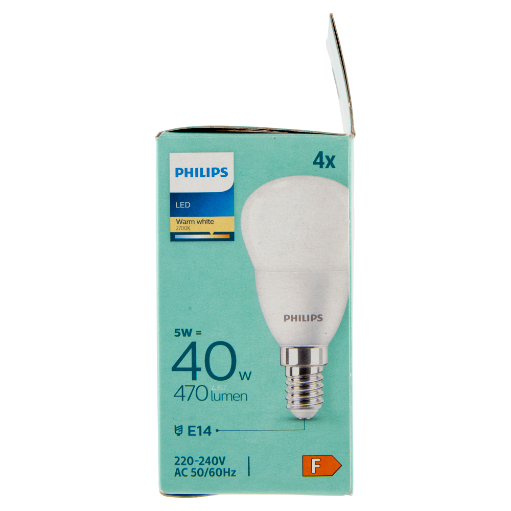 Philips Led sfera vetro 40W E14 2700K 4 pz